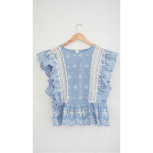 BB Dakota Blue and White Stripped Blouse -‎ Size Medium